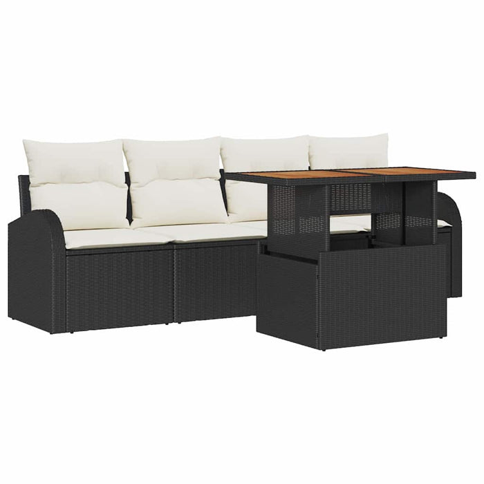 Set de canapele pentru grădină cu pernă 5 pcs negru și crem - WALTI WALTI