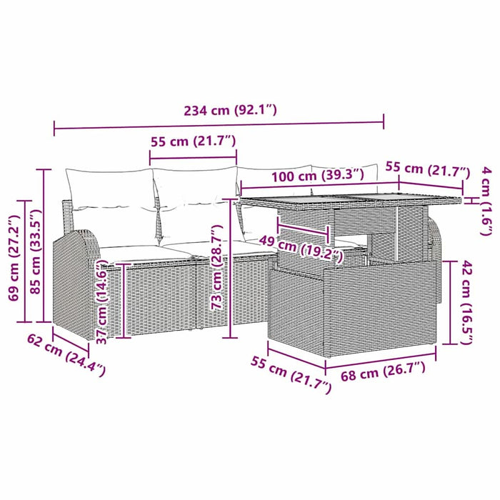 Set de canapele pentru grădină 5 pcs Gri 100 x 55 x 73 cm - WALTI WALTI