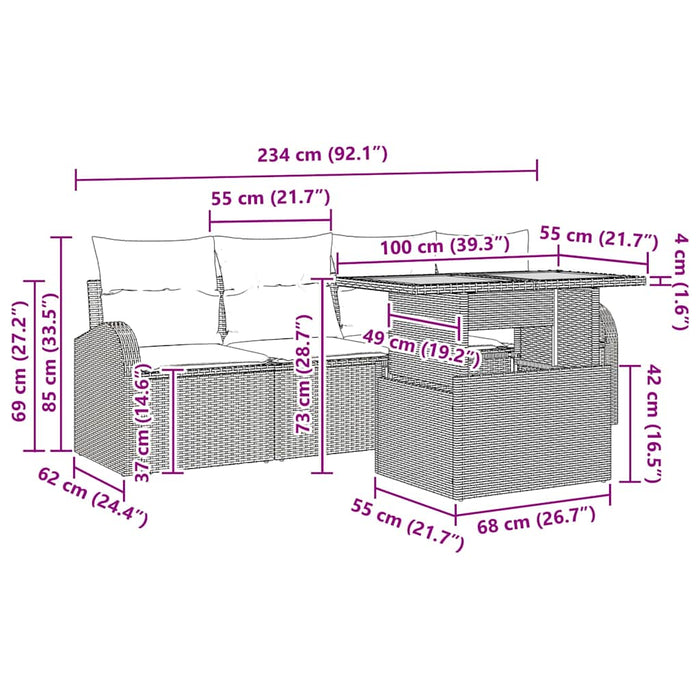 Set de canapele pentru grădină Manual 5 pcs bej și gri deschis - WALTI WALTI