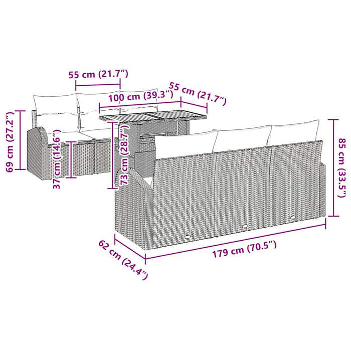 Set de canapele pentru grădină cu pernă 7 pcs Negru - WALTI WALTI