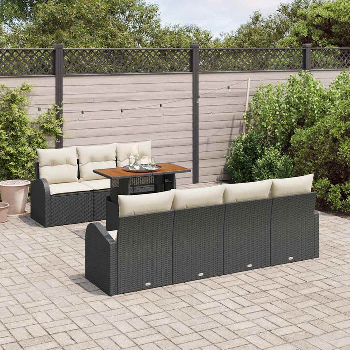 Set de canapele pentru grădină cu pernă 8 pcs negru și crem - WALTI WALTI
