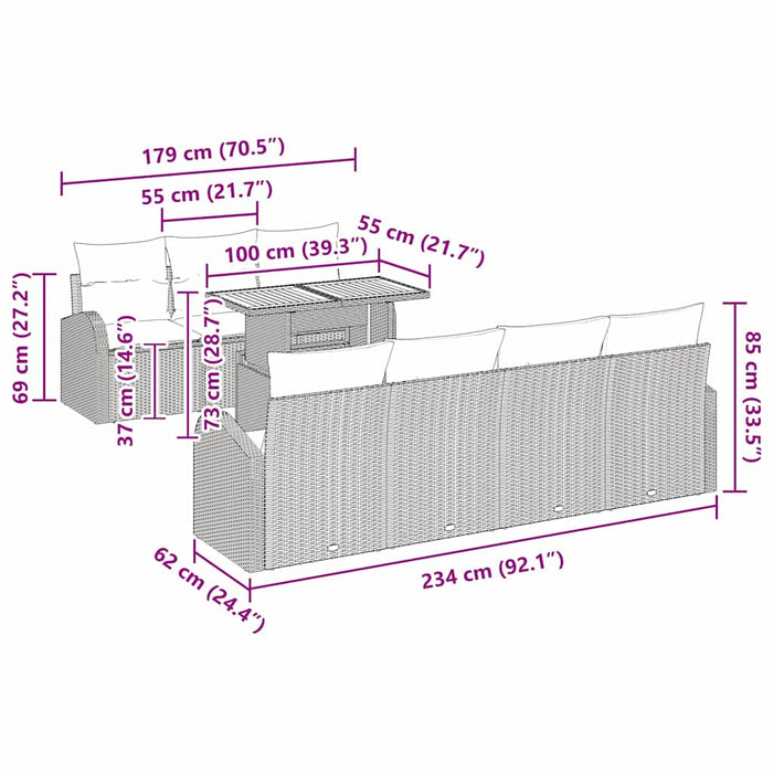 Set de canapele pentru grădină 8 pcs Gri 100 x 55 x 73 cm - WALTI WALTI