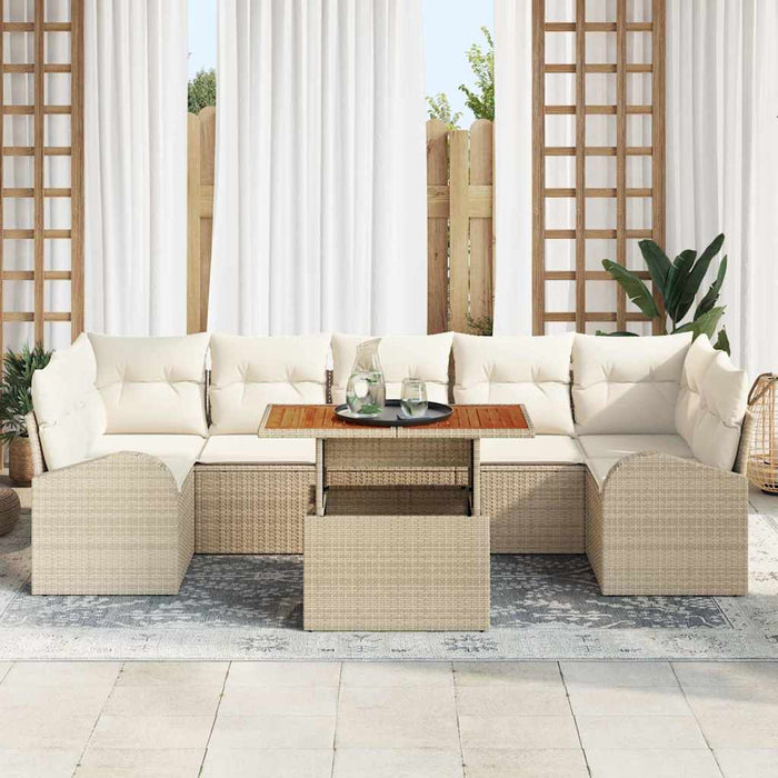 Set de canapele pentru grădină cu pernă 8 pcs bej și crem - WALTI WALTI