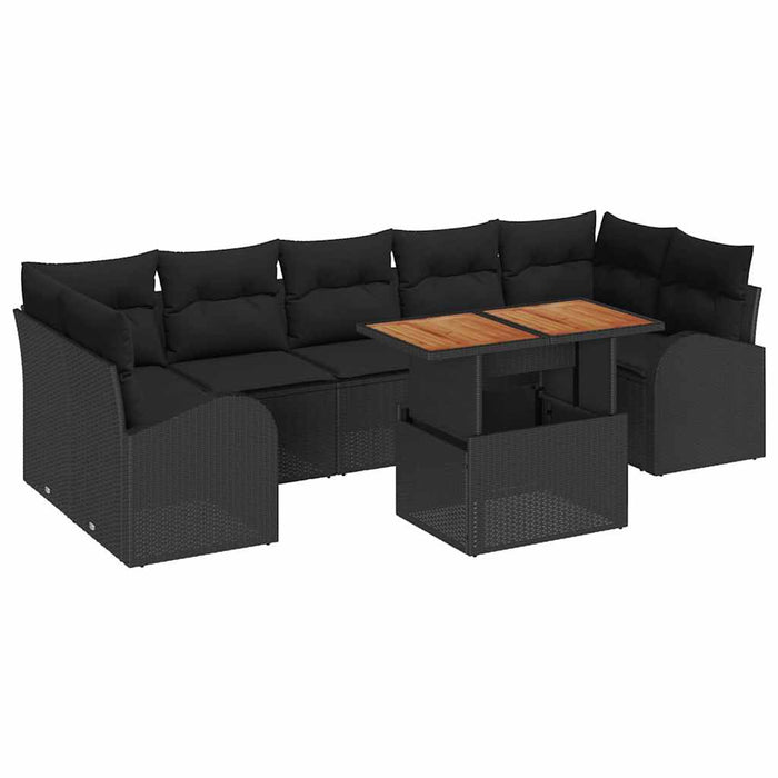 Set de canapele pentru grădină cu pernă 8 pcs Negru - WALTI WALTI