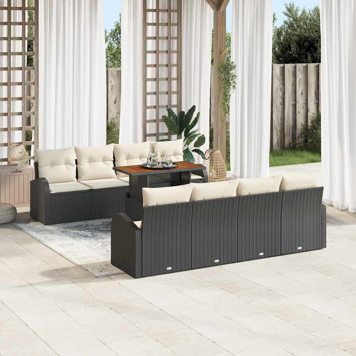 Set de canapele pentru grădină cu pernă 7 pcs negru și crem - WALTI WALTI