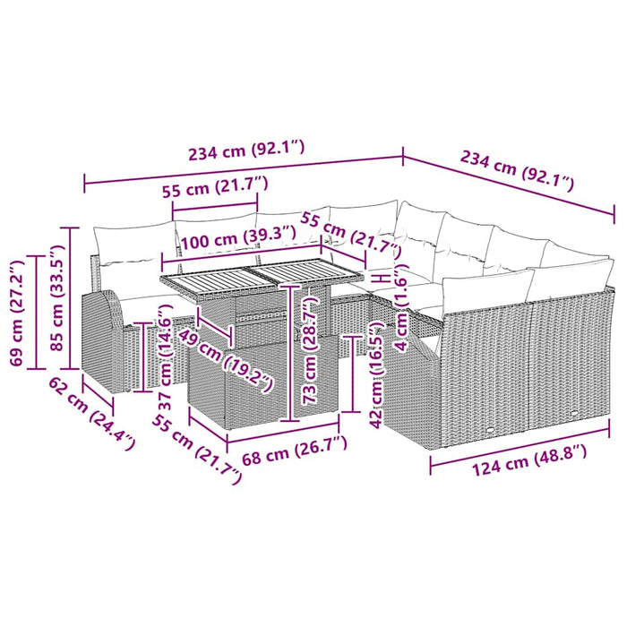 Set de canapele pentru grădină cu pernă 9 pcs bej și crem - WALTI WALTI