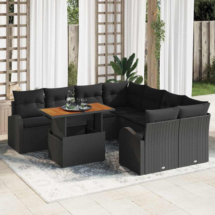 Set de canapele pentru grădină 9 pcs Negru 100 x 55 x 73 cm - WALTI WALTI