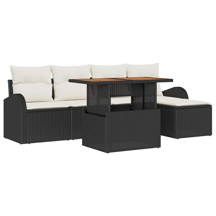 Set de canapele pentru grădină cu pernă 6 pcs negru și crem - WALTI WALTI