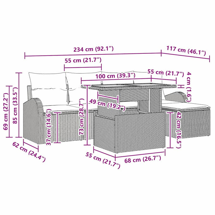 Set de canapele pentru grădină 6 pcs bej și gri deschis - WALTI WALTI