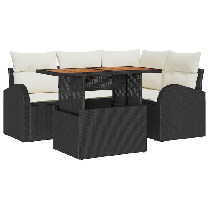 Set de canapele pentru grădină 5 buc. negru și crem - WALTI WALTI