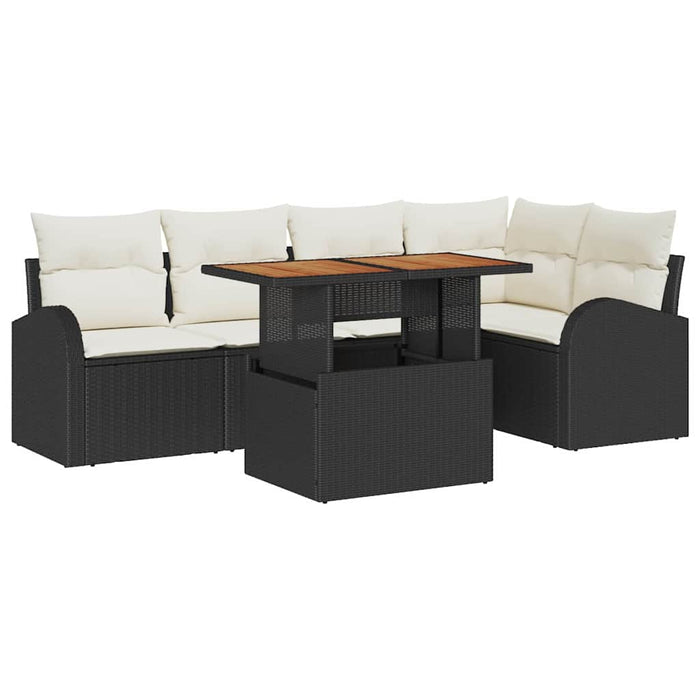 Set de canapele pentru grădină 6 buc. negru și crem - WALTI WALTI