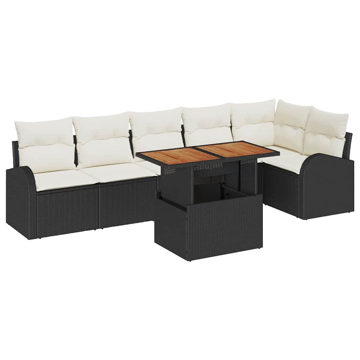 Set de canapele pentru grădină cu pernă 7 pcs negru și crem - WALTI WALTI