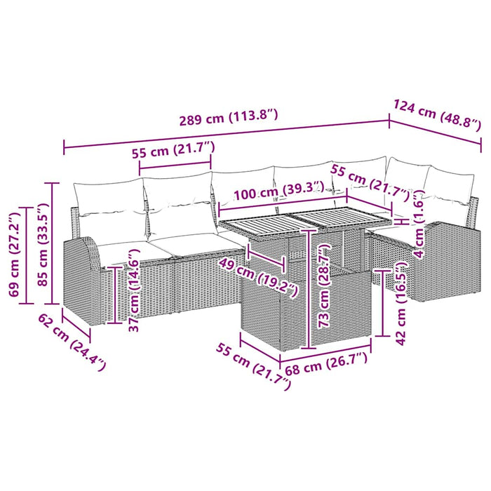 Set de canapele pentru grădină cu pernă 7 pcs negru și crem - WALTI WALTI