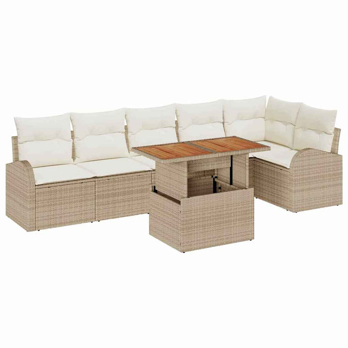 Set de canapele pentru grădină cu pernă 7 pcs bej și crem - WALTI WALTI