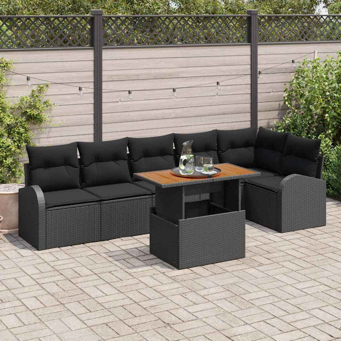 Set de canapele pentru grădină cu pernă 7 pcs Negru - WALTI WALTI