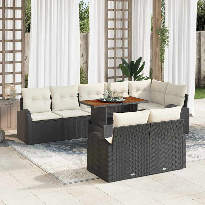 Set de canapele pentru grădină cu pernă 9 pcs negru și crem - WALTI WALTI