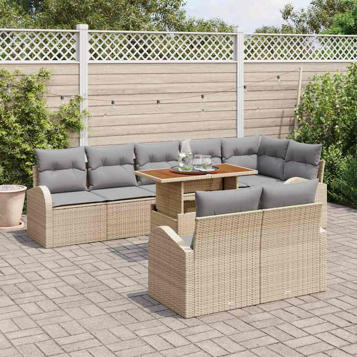 Set de canapele pentru grădină 9 pcs bej și gri deschis - WALTI WALTI