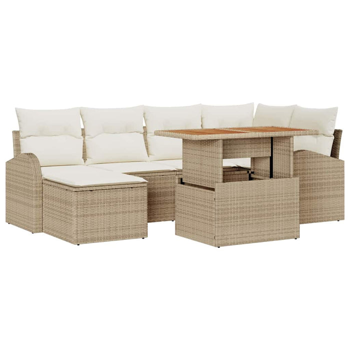 Set de canapele pentru grădină cu pernă 7 pcs bej și crem WALTI