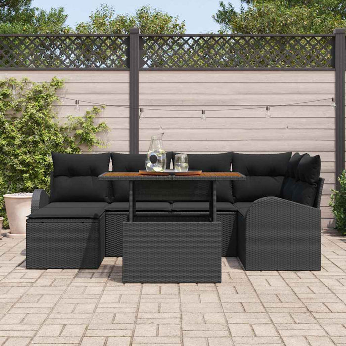 Set de canapele pentru grădină cu pernă 7 pcs Negru - WALTI WALTI
