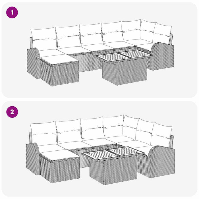 Set de canapele pentru grădină cu pernă 8 pcs Gri - WALTI WALTI