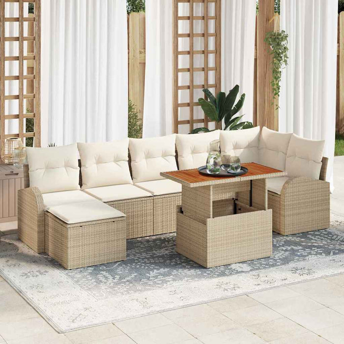 Set de canapele pentru grădină cu pernă 8 pcs bej și crem - WALTI WALTI