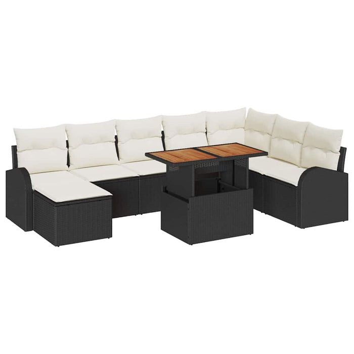 Set de canapele pentru grădină 9 buc. negru și crem - WALTI WALTI