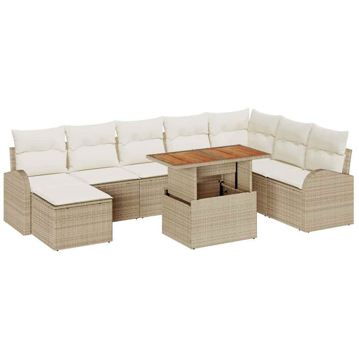 Set de canapele pentru grădină cu pernă 9 pcs bej și crem - WALTI WALTI