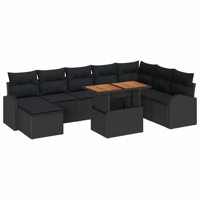 Set de canapele pentru grădină cu pernă 9 pcs Negru - WALTI WALTI
