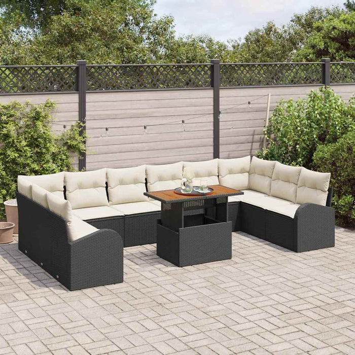 Set de canapele pentru grădină cu pernă 11 pcs negru și crem - WALTI WALTI
