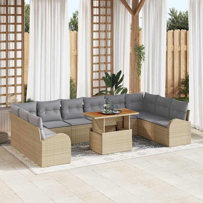 Set de canapele pentru grădină 11 pcs bej și gri deschis - WALTI WALTI