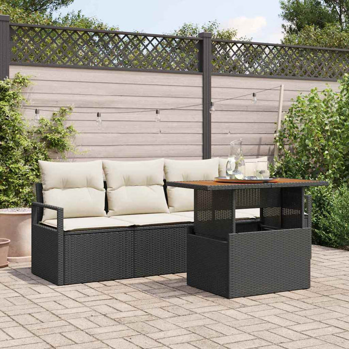 Set de canapele pentru grădină cu pernă 5 pcs negru și crem WALTI