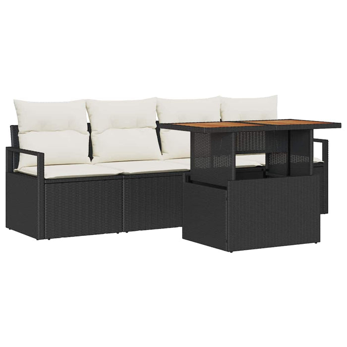 Set de canapele pentru grădină cu pernă 5 pcs negru și crem WALTI