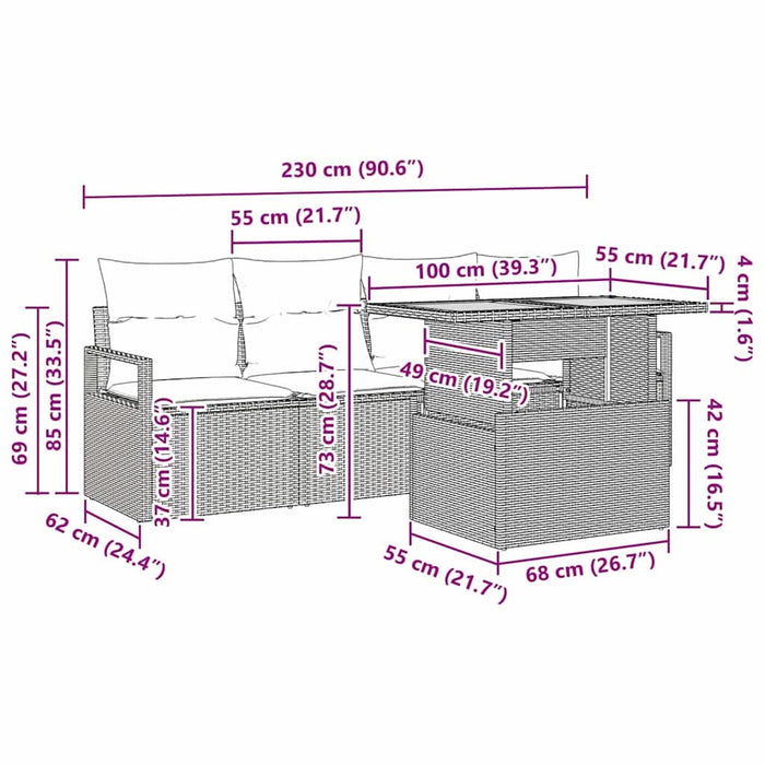 Set de canapele pentru grădină cu pernă Manual 5 pcs Gri - WALTI WALTI