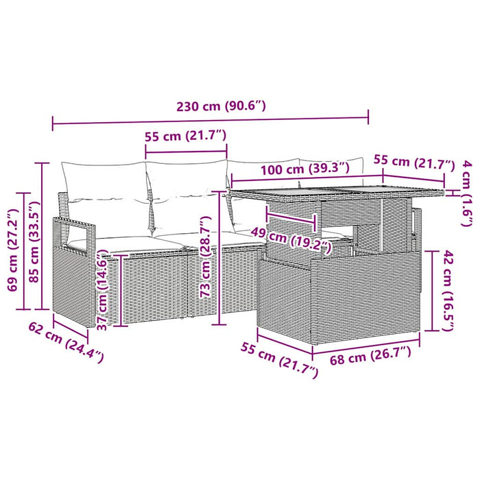 Set de canapele pentru grădină cu pernă 5 pcs bej și crem WALTI
