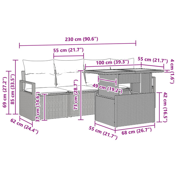 Set de canapele pentru grădină cu pernă 5 pcs gri și bleumarin - WALTI WALTI