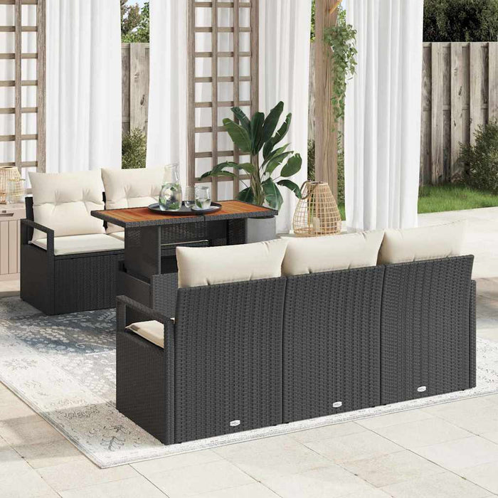 Set de canapele pentru grădină cu pernă 6 pcs negru și crem - WALTI WALTI