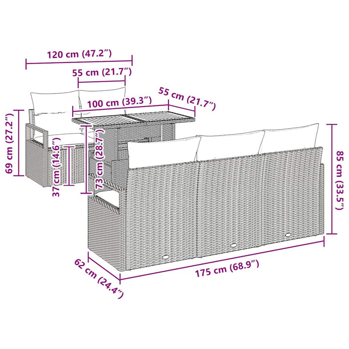 Set de canapele pentru grădină 6 pcs Gri 100 x 55 x 73 cm - WALTI WALTI