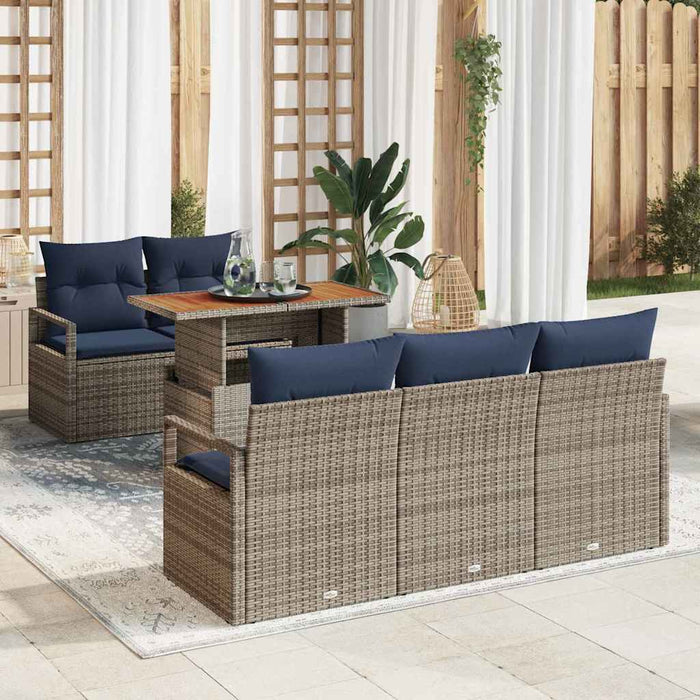 Set de canapele pentru grădină cu pernă 6 pcs gri și bleumarin - WALTI WALTI