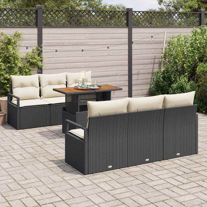 Set de canapele pentru grădină cu pernă 7 pcs negru și crem - WALTI WALTI