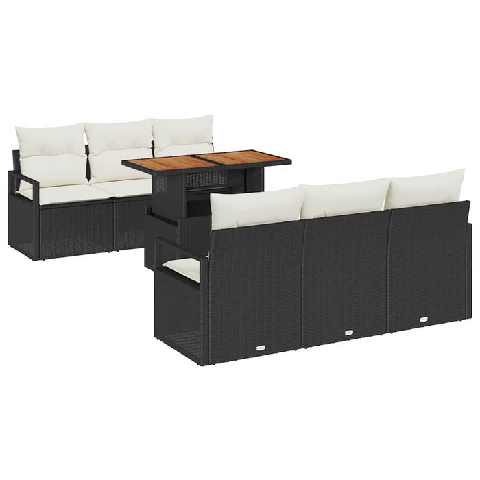 Set de canapele pentru grădină cu pernă 7 pcs negru și crem - WALTI WALTI