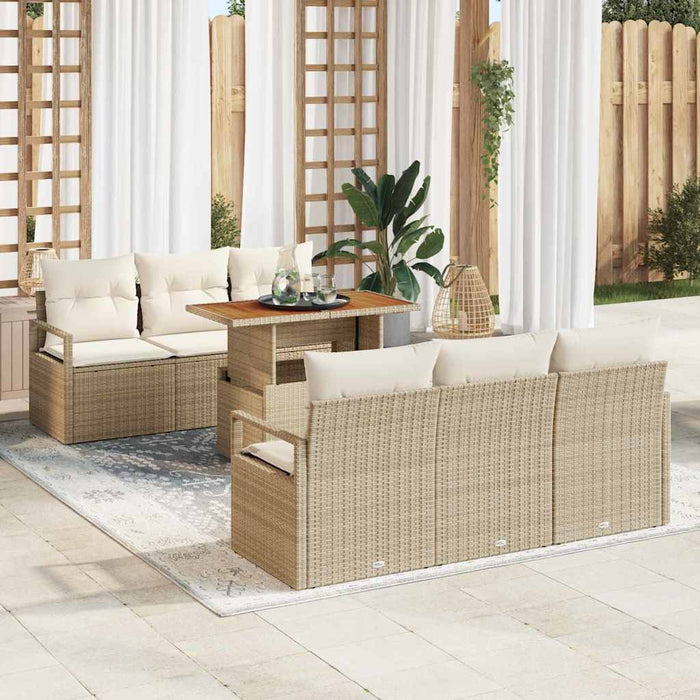 Set de canapele pentru grădină cu pernă 7 pcs bej și crem WALTI
