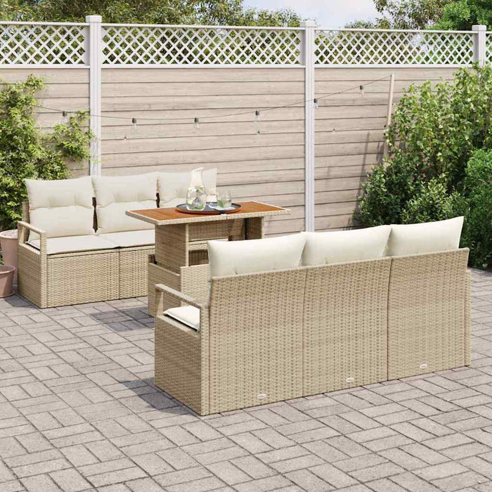 Set de canapele pentru grădină cu pernă 7 pcs bej și crem WALTI