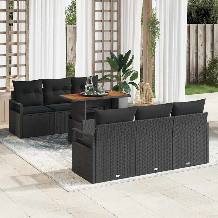 Set de canapele pentru grădină cu pernă Manual 7 pcs Negru - WALTI WALTI