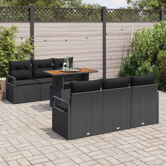 Set de canapele pentru grădină cu pernă Manual 7 pcs Negru - WALTI WALTI