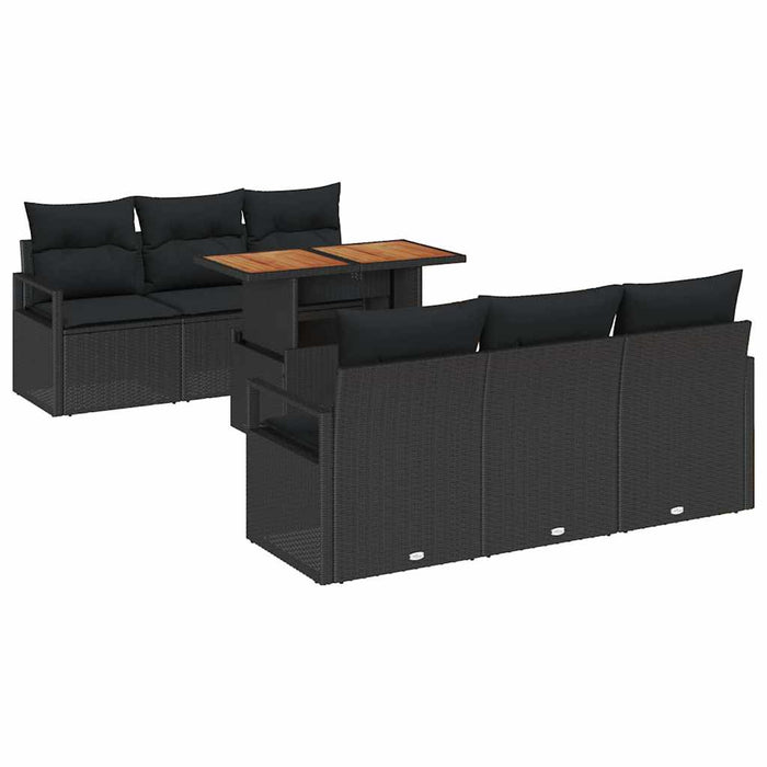 Set de canapele pentru grădină cu pernă Manual 7 pcs Negru - WALTI WALTI