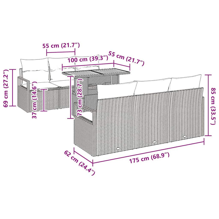 Set de canapele pentru grădină cu pernă Manual 7 pcs Negru - WALTI WALTI