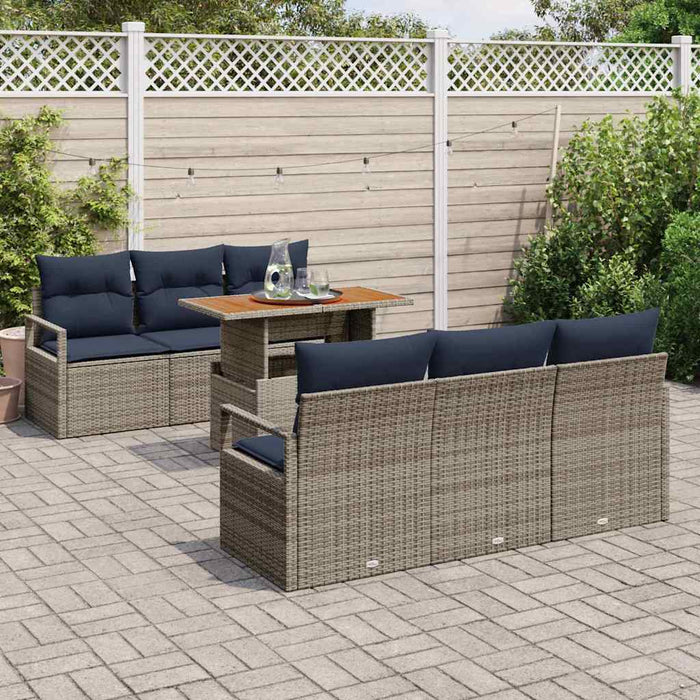 Set de canapele pentru grădină cu pernă 7 pcs gri și bleumarin - WALTI WALTI