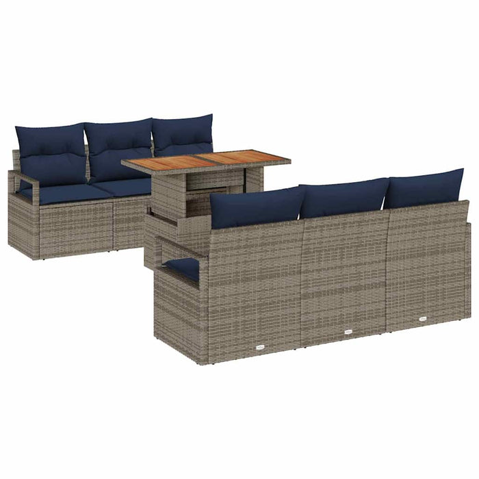 Set de canapele pentru grădină cu pernă 7 pcs gri și bleumarin - WALTI WALTI