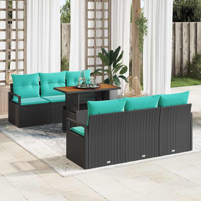Set de canapele pentru grădină cu pernă 7 pcs Negru și albastru - WALTI WALTI