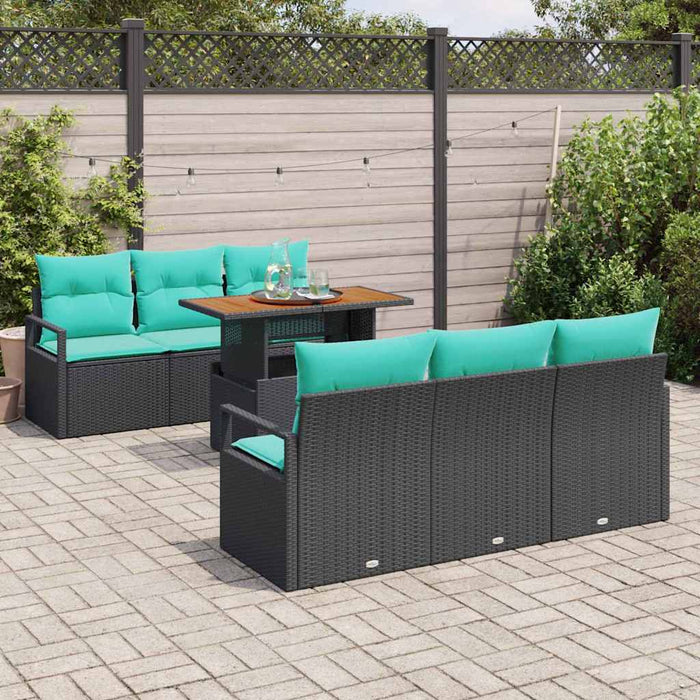 Set de canapele pentru grădină cu pernă 7 pcs Negru și albastru - WALTI WALTI